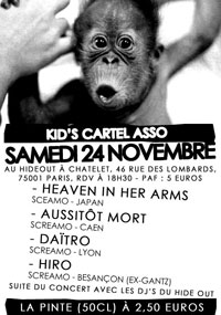 Daïtro + Heaven In Her Arms + Aussitôt Mort + Hiro – 24 novembre 2007 – Hide Out – Paris